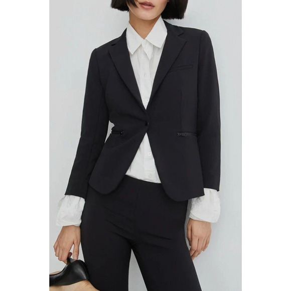 Veronica Beard Core Schoolboy $645 Scuba Blazer Dickey Jacket Fitted Black Sz 2 - Picture 2 of 16